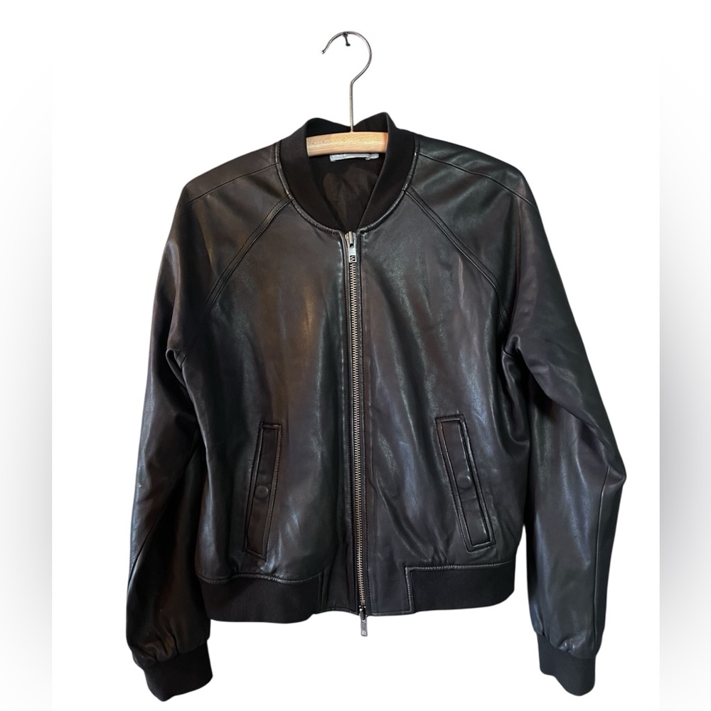 Vince Lamb Leather Café Racer Moto Jacket Women’s L / Men’s M Ret $1,000 Perfect - Picture 3 of 10